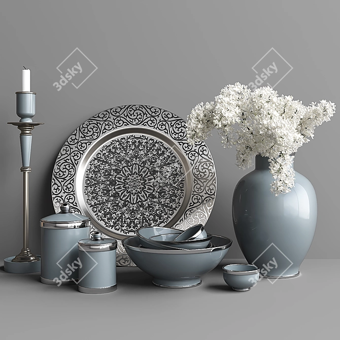 Blue Bliss Decor Set 3D model image 1