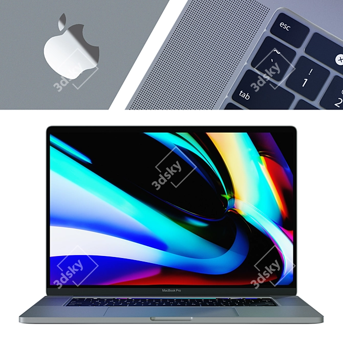 MacBook Pro 16: Silver & Space 3D model image 1