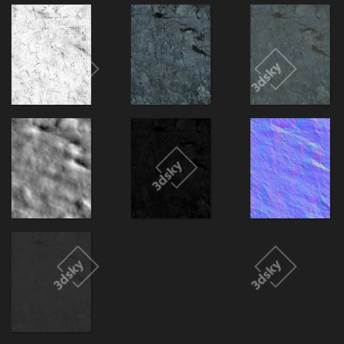 Gray-Blue Stone Wall: High-Res Corona & Vray Textures 3D model image 5