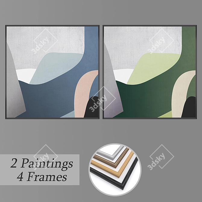 Artistic Wall Paintings Collection 3D model image 1