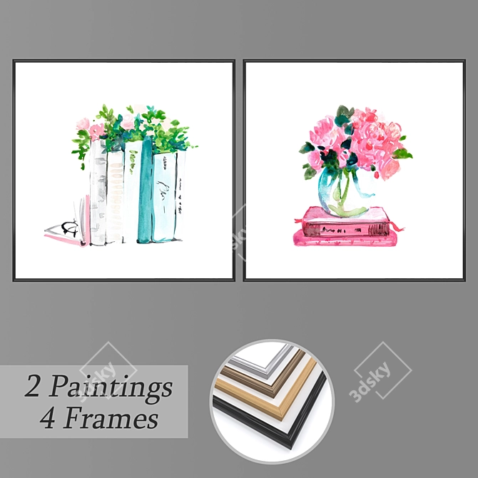 Modern Wall Art Set with Multiple Frames 3D model image 1