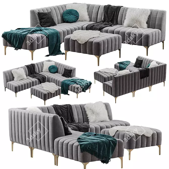 Cozy and Stylish: Pottery Barn Avalon Sofa 3D model image 1