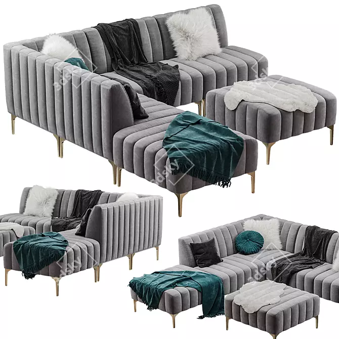 Cozy and Stylish: Pottery Barn Avalon Sofa 3D model image 2