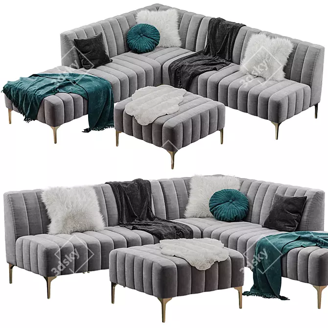 Cozy and Stylish: Pottery Barn Avalon Sofa 3D model image 4