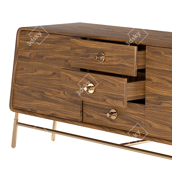 Bold Copper Retro Sideboard 3D model image 2