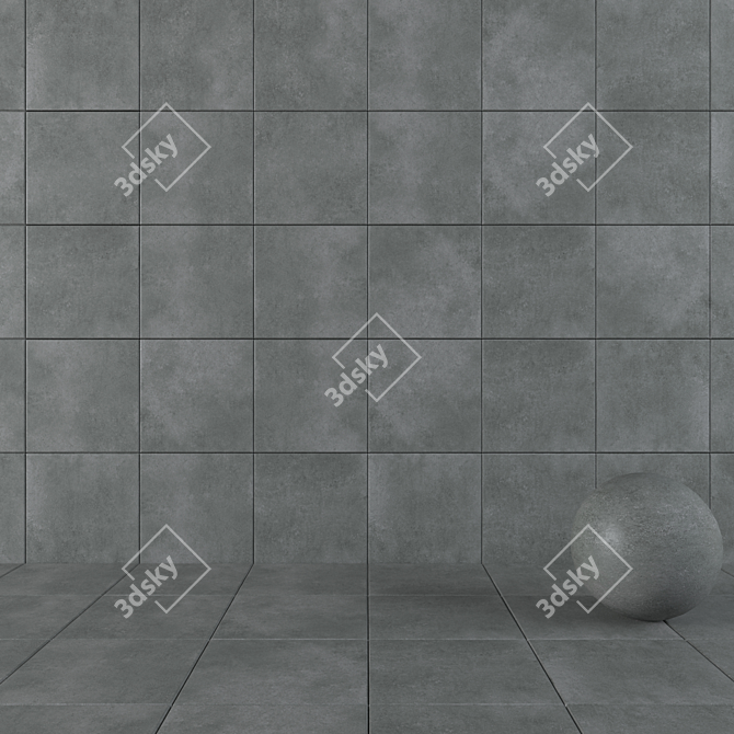 Anthracite Concrete Wall Tiles: Modern Elegance 3D model image 1