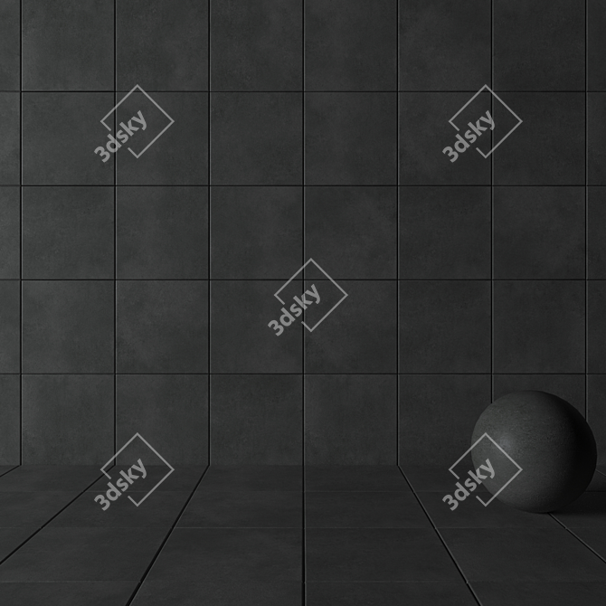 Anthracite Concrete Wall Tiles: Modern Elegance 3D model image 3