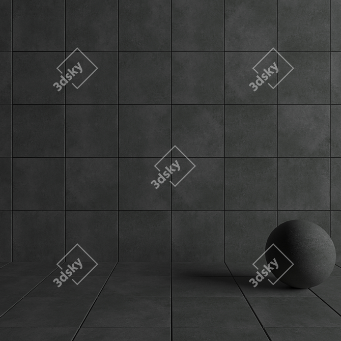 Anthracite Concrete Wall Tiles: Modern Elegance 3D model image 4