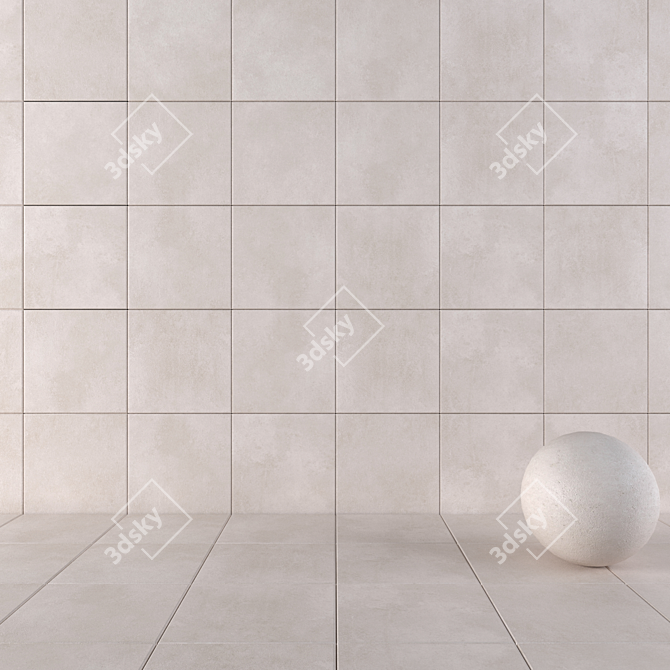 Concrete Beige Wall Tiles: Modern & Durable 3D model image 1