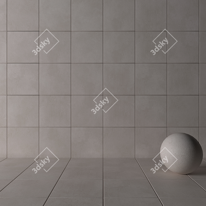 Concrete Beige Wall Tiles: Modern & Durable 3D model image 3