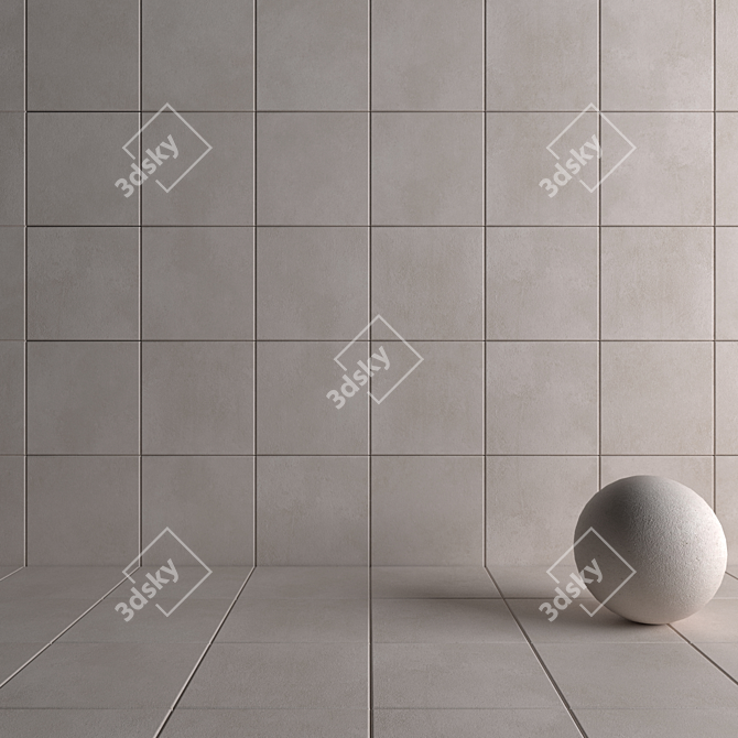 Concrete Beige Wall Tiles: Modern & Durable 3D model image 4