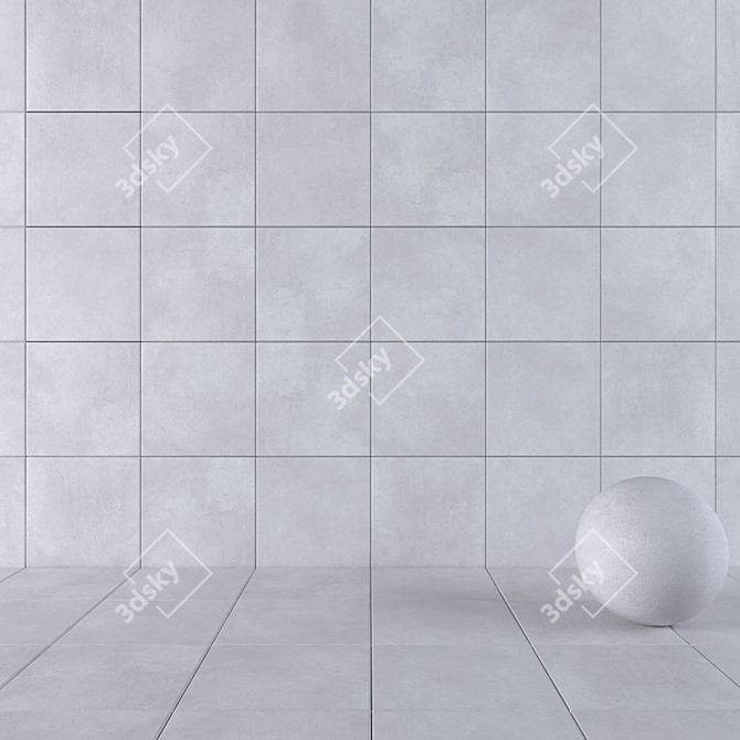 Concrete Grey Wall Tiles: Stylish and Durable 3D model image 1