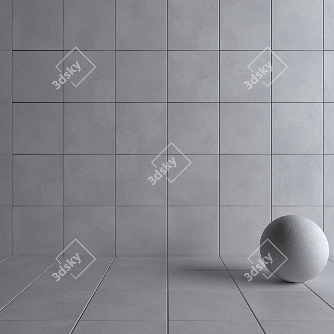 Concrete Grey Wall Tiles: Stylish and Durable 3D model image 4