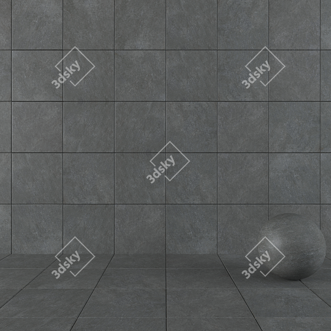 Cumulus Black Concrete Wall Tiles 3D model image 1