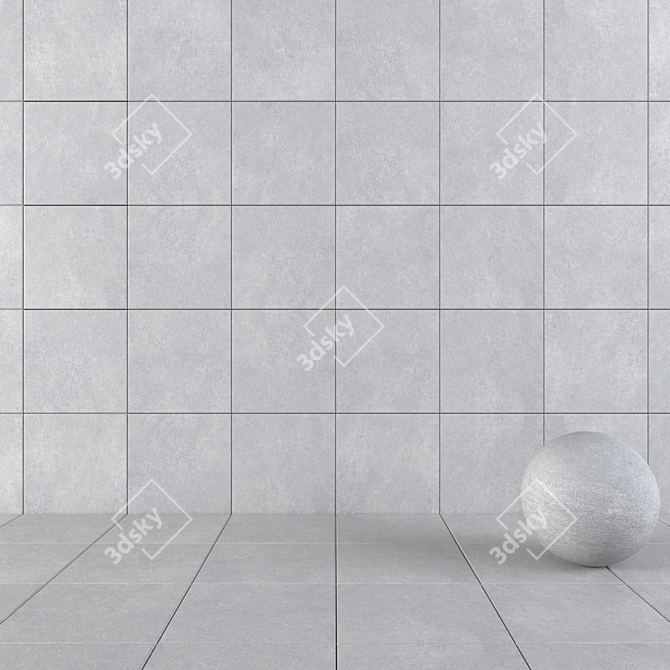 Cumulus Grey Concrete Wall Tiles 3D model image 1