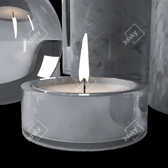 Elegant Marble Candleholder Set 3D model image 3