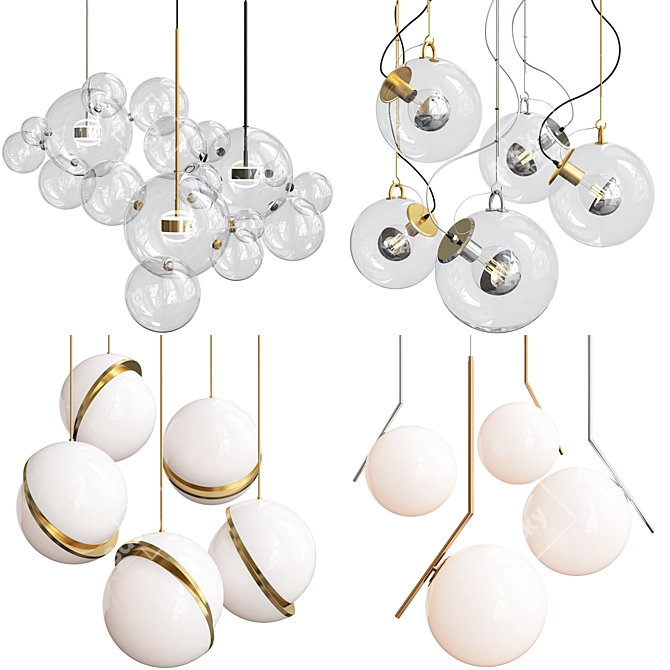 Modern Pendant Light Set with Exclusive Design 3D model image 1