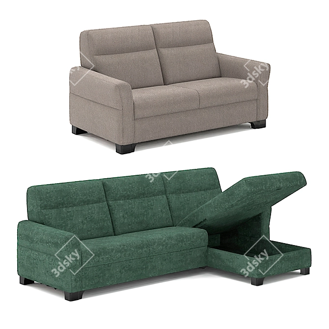 Belgian Eklipso Sofa: Stylish & Versatile! 3D model image 1