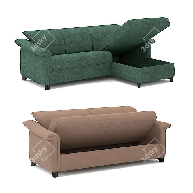 Title: Belgian Galaxio Sofa with Sleeper Berth 3D model image 1