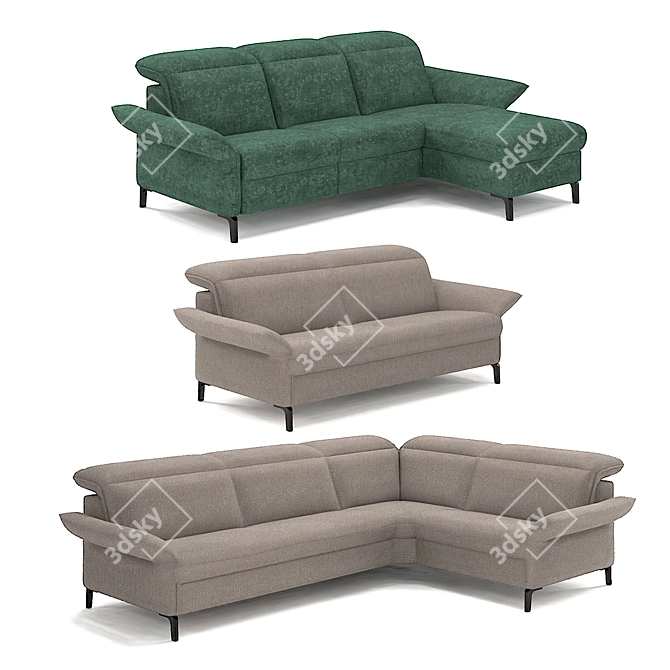 Luxurious Adjustable Belgian Sofa: Juno 3D model image 1