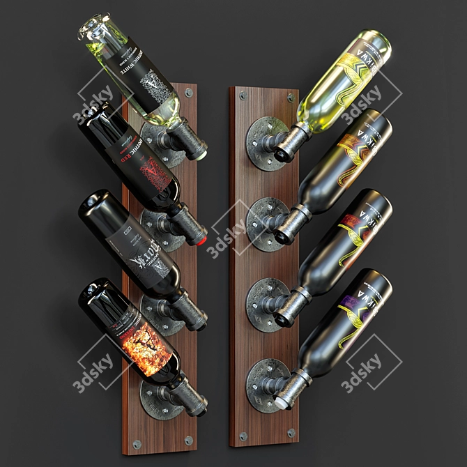 Rustic Wine Barrel Wall Decor 3D model image 2