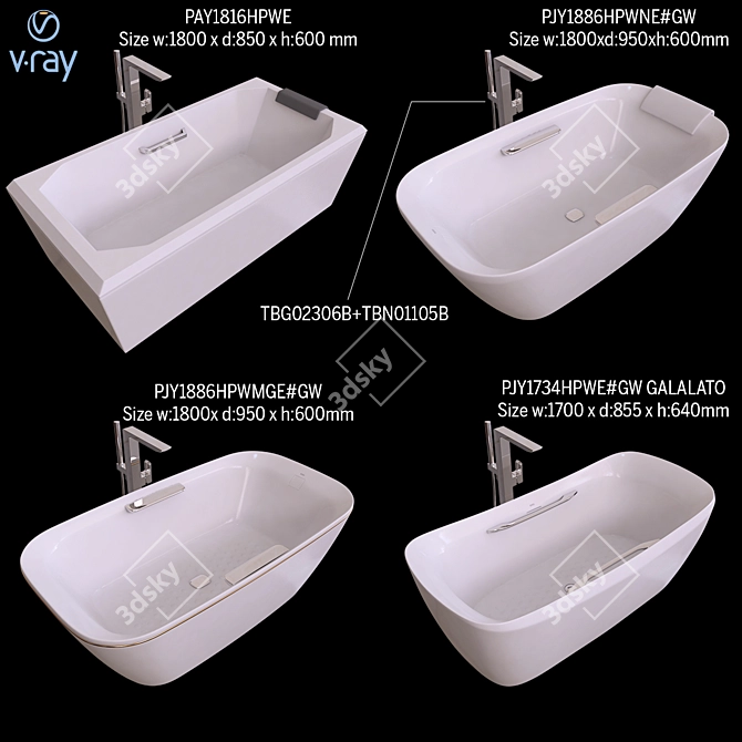 Luxurious TOTO Bathtubs for Ultimate Comfort 3D model image 1