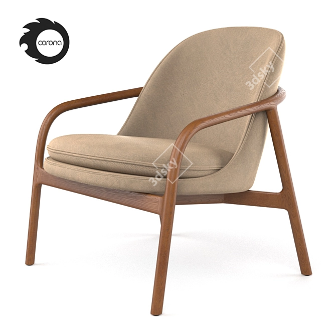 Elegant Aleman Armchair 3D model image 1