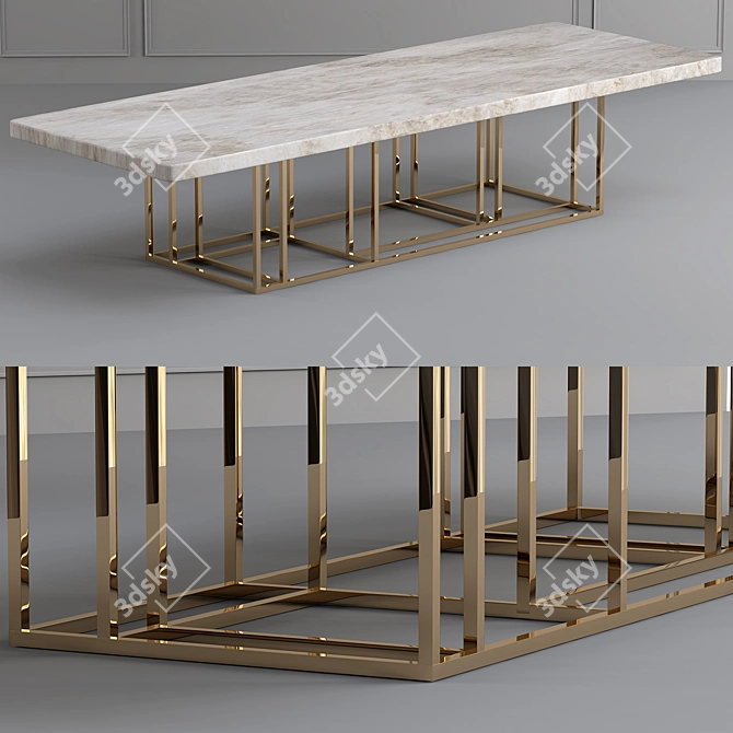 Rectangular Brass Table - LINEUP 3D model image 1