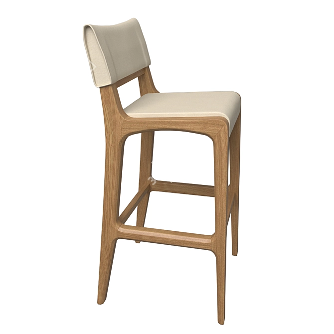 Sollos Anna Wood and Fabric Bar Stool 3D model image 2