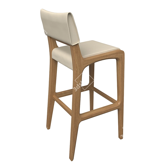 Sollos Anna Wood and Fabric Bar Stool 3D model image 3