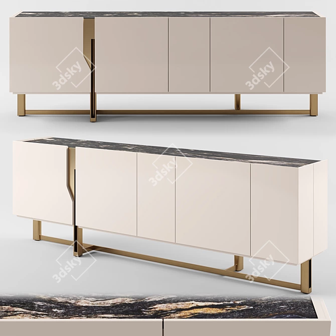 Modern Wood and Metal Sideboard 3D model image 1