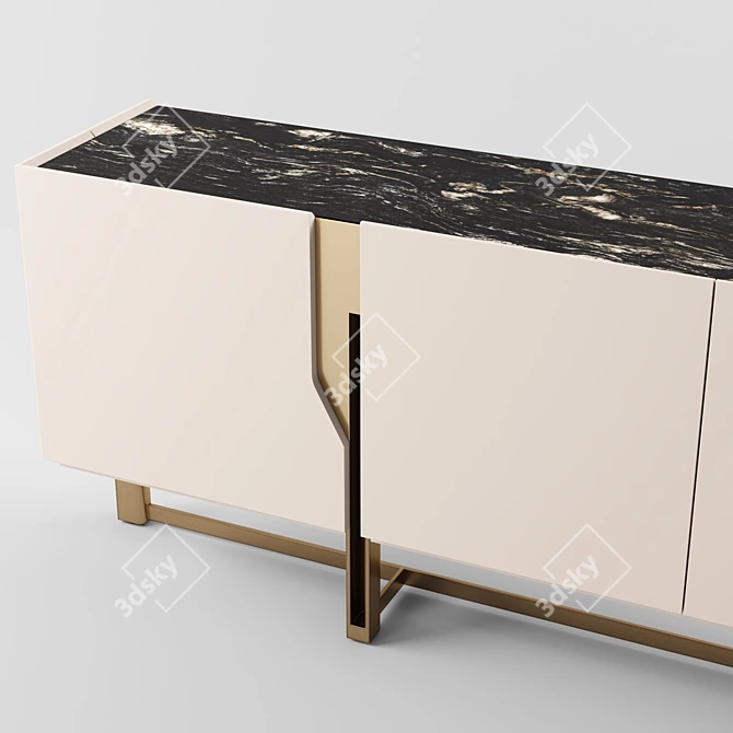 Modern Wood and Metal Sideboard 3D model image 2