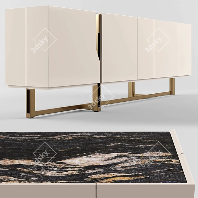 Modern Wood and Metal Sideboard 3D model image 3