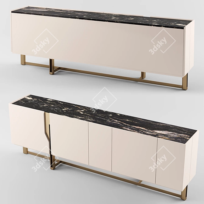 Modern Wood and Metal Sideboard 3D model image 4