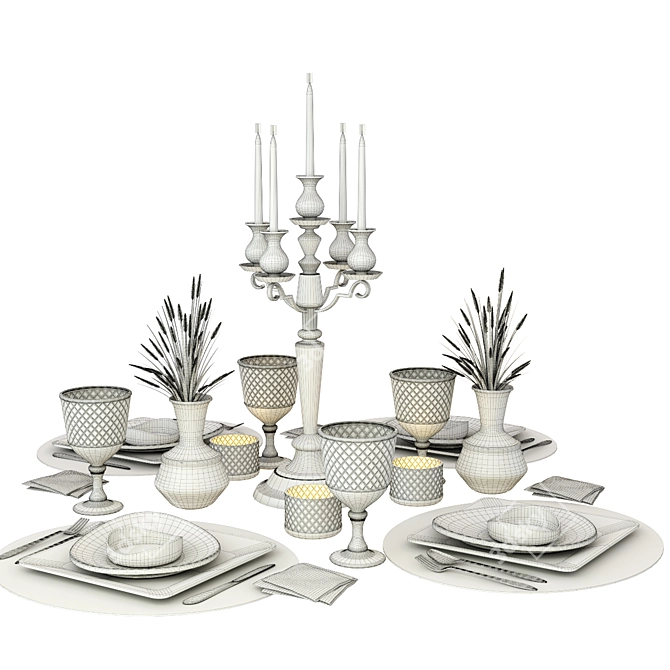 Elegant Dining Set: 391844 Poly & 318796 Verts 3D model image 2