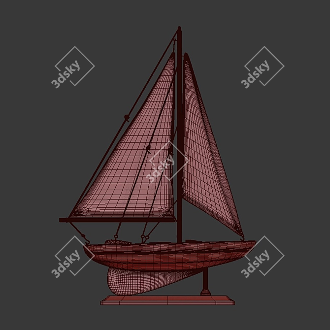 Nautical Charm: Distressed Model Sailboats 3D model image 3