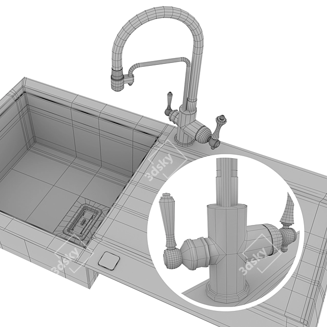 Ganzer GZ77025DC Kitchen Sink with Mixer Tap 3D model image 3