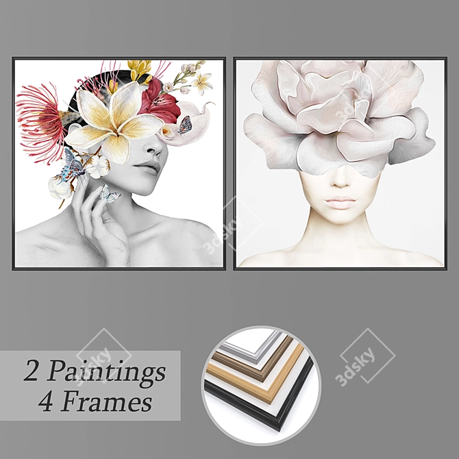 Elegant Wall Art Set No 1039 3D model image 1