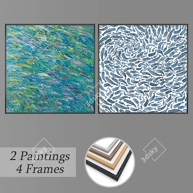 Elegant Wall Art Set with Multiple Frames 3D model image 1