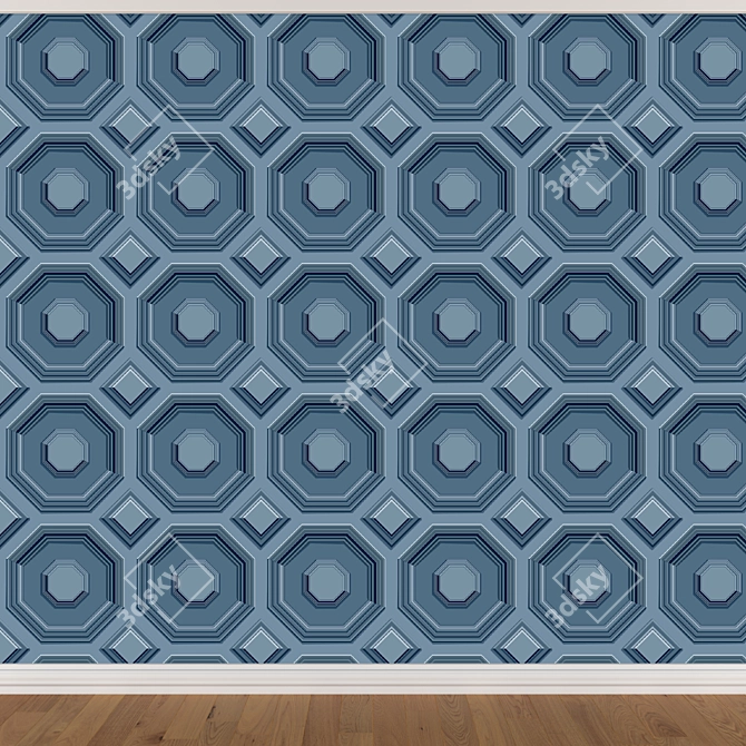 Seamless Wallpaper Set: 3 Colors & Textures 3D model image 4