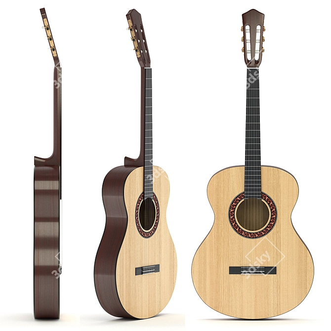 Elegant Classical Guitar: Precision Crafted 3D model image 2