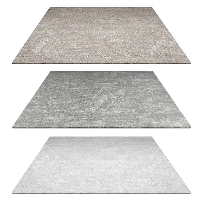 Luxury Fur Rugs: Beige, White, Grey 3D model image 1