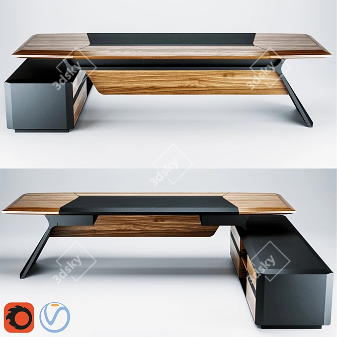 Elegant Aulenti Executive Desk 3D model image 3