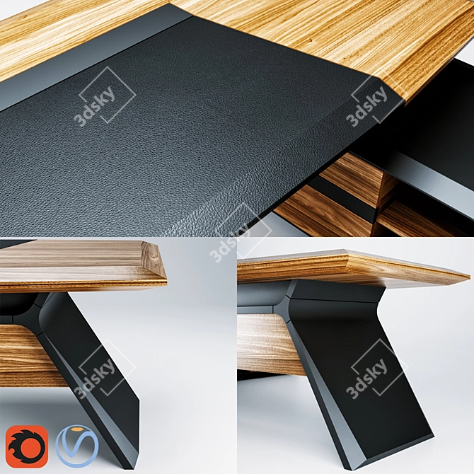 Elegant Aulenti Executive Desk 3D model image 4