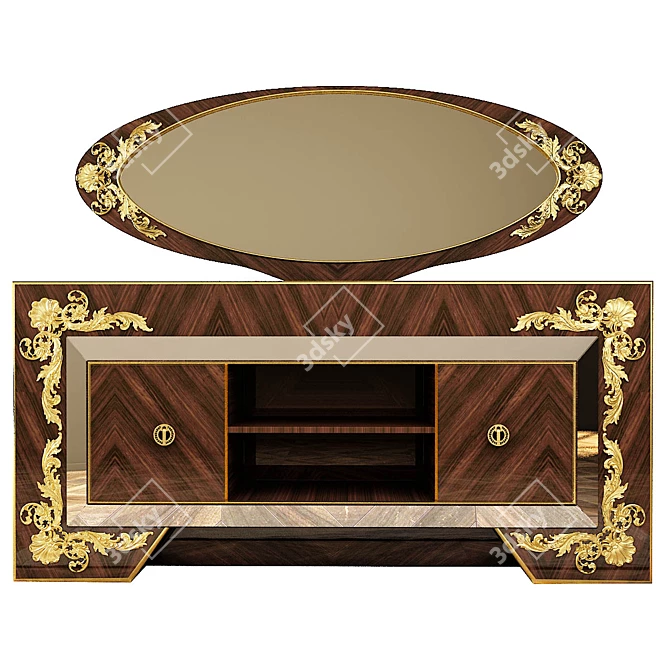 Classic Carved Mirrored Dresser 3D model image 1