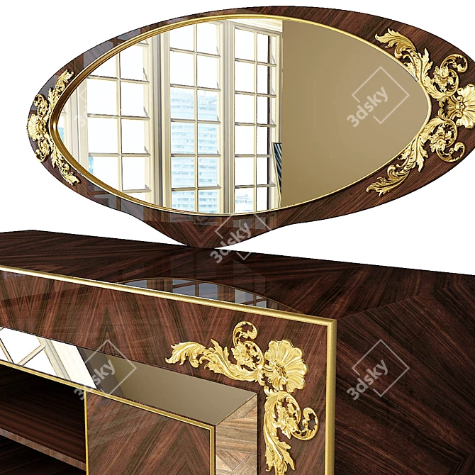 Classic Carved Mirrored Dresser 3D model image 3