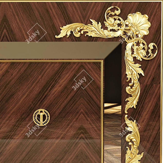 Classic Carved Mirrored Dresser 3D model image 4