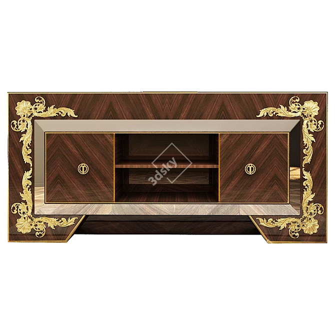 Classic Carved Mirrored Dresser 3D model image 6