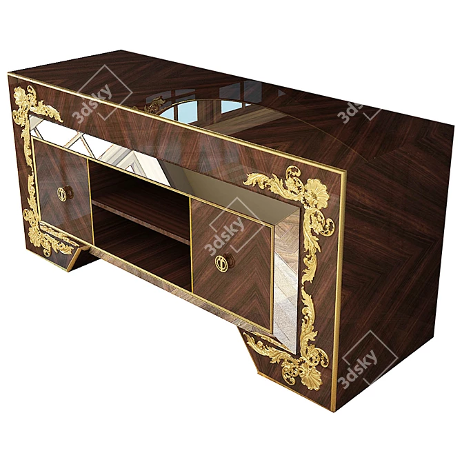 Classic Carved Mirrored Dresser 3D model image 7