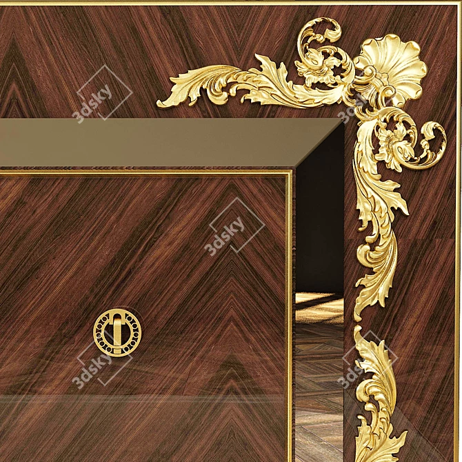 Classic Carved Mirrored Dresser 3D model image 8